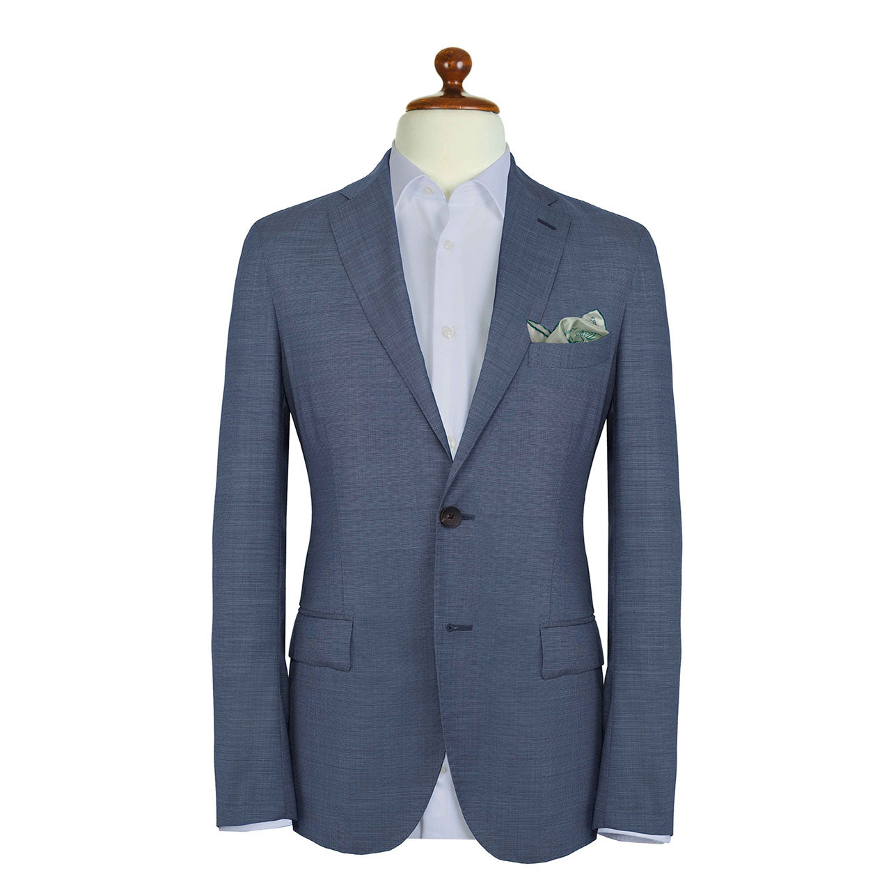 Tyger Shoestring Powder Blue on White Pocket Square