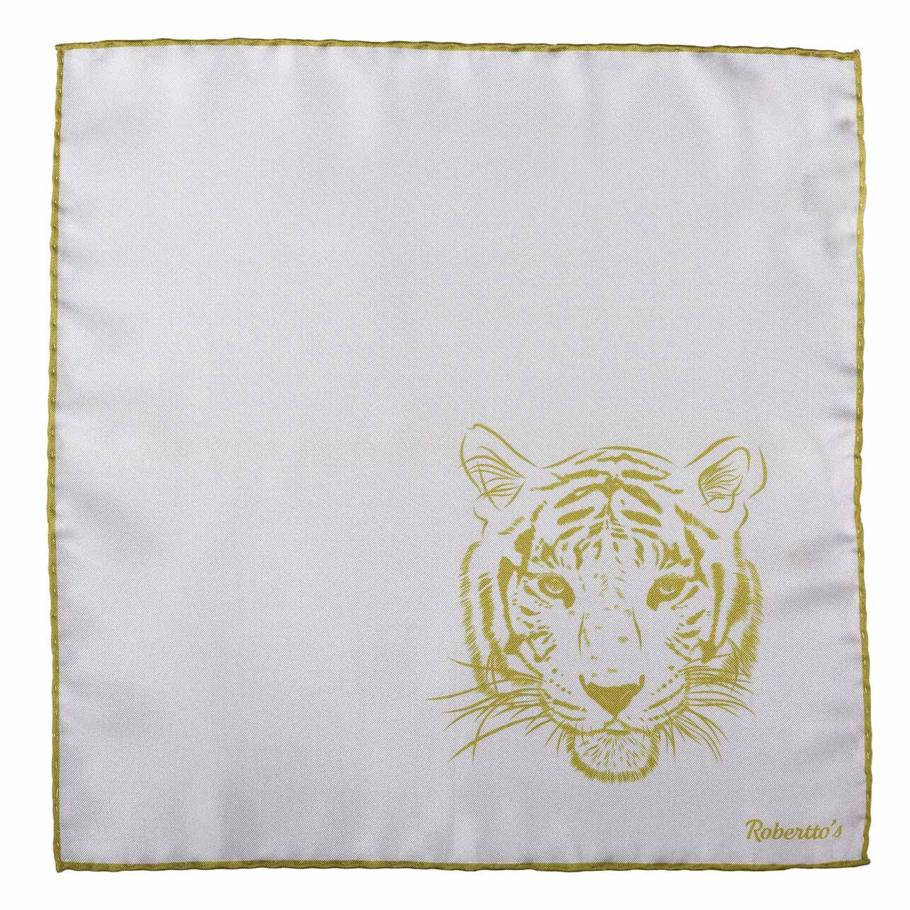 Tyger Shoestring Pear Green on White Pocket Square