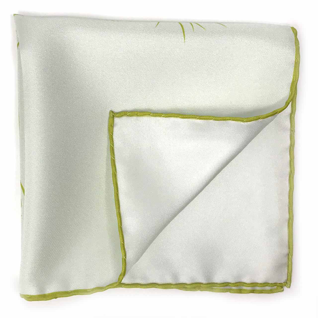 Tyger Shoestring Pear Green on White Pocket Square