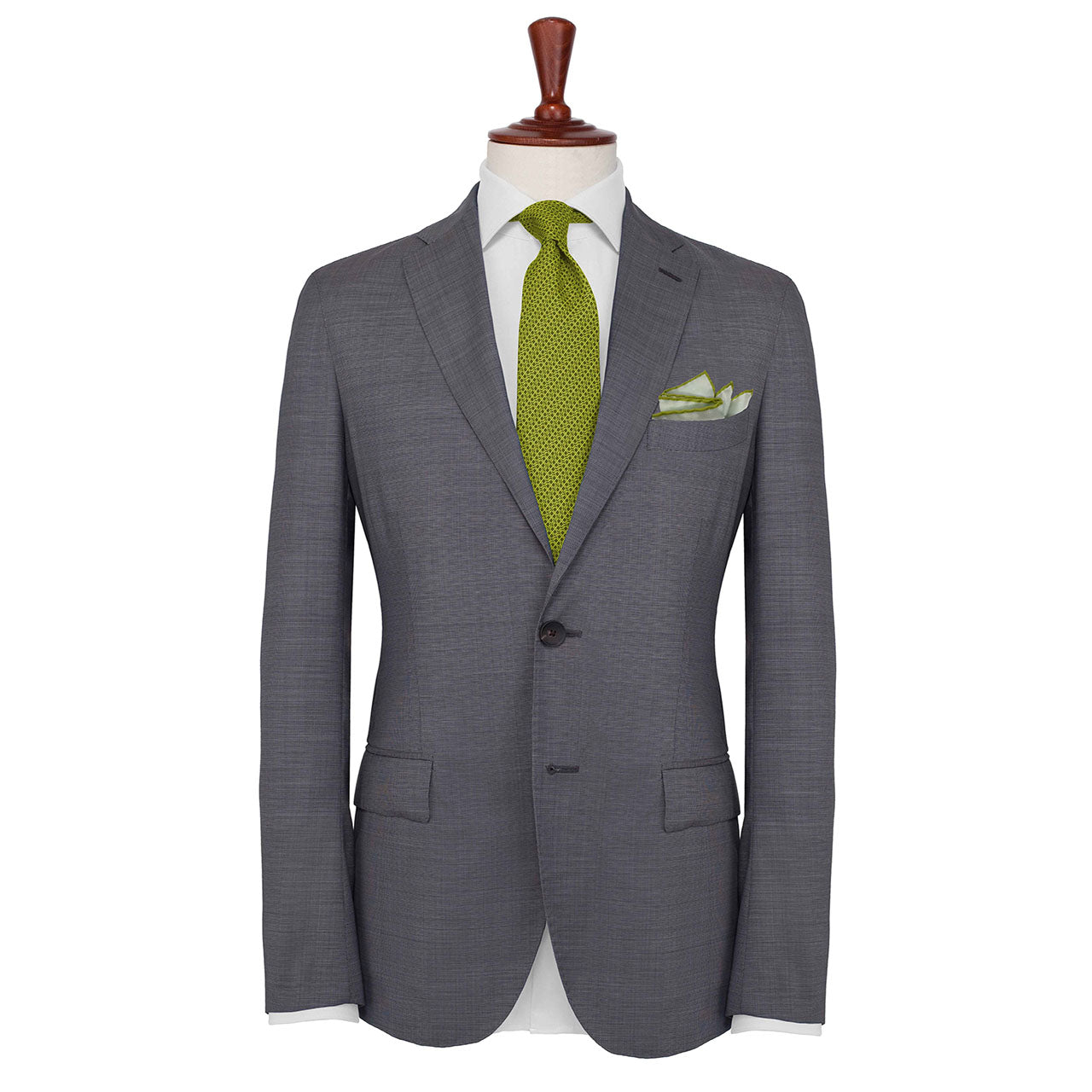 Tyger Shoestring Pear Green on White Pocket Square