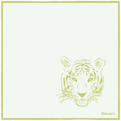Tyger Shoestring Pear Green on White Pocket Square
