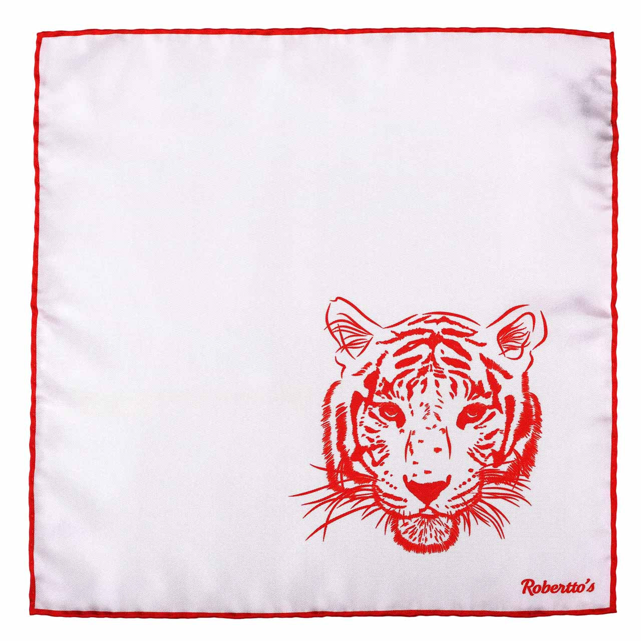 Tyger Shoestring Mordant Red on White Pocket Square