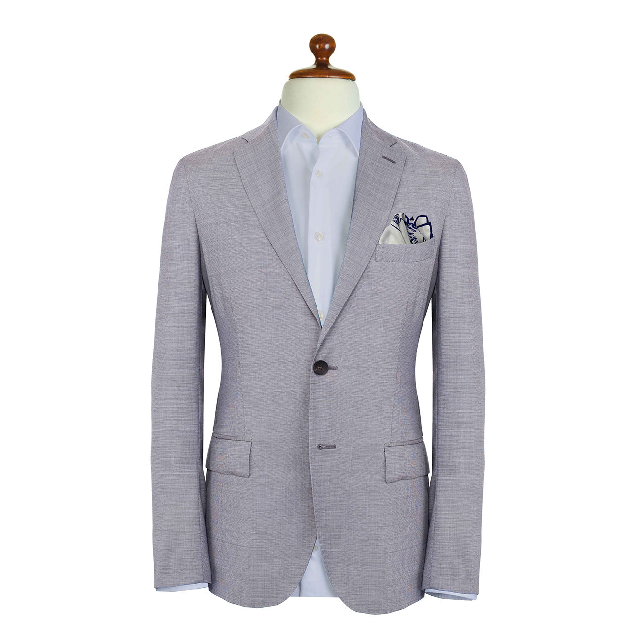 Tyger Shoestring Midnight Blue on White Pocket Square