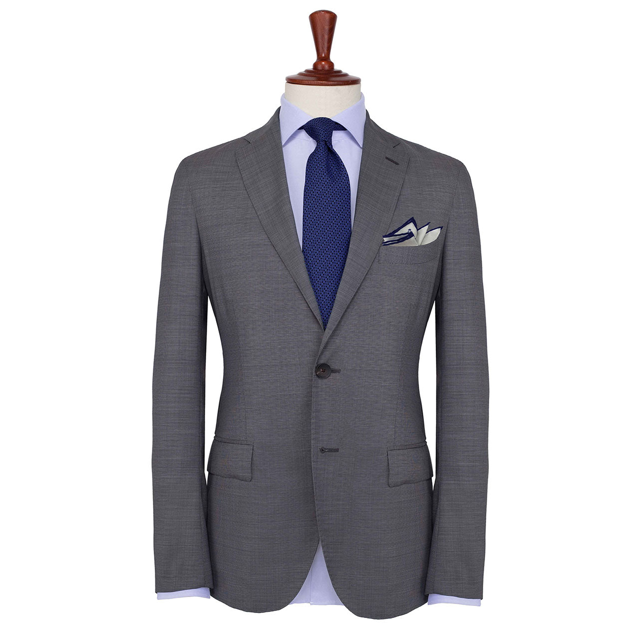 Tyger Shoestring Midnight Blue on White Pocket Square