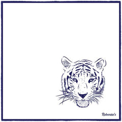 Tyger Shoestring Midnight Blue on White Pocket Square