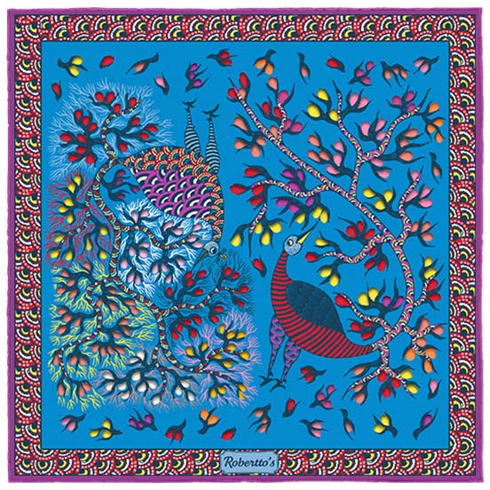 Pavo &amp; Folia Turquoise Pocket Square