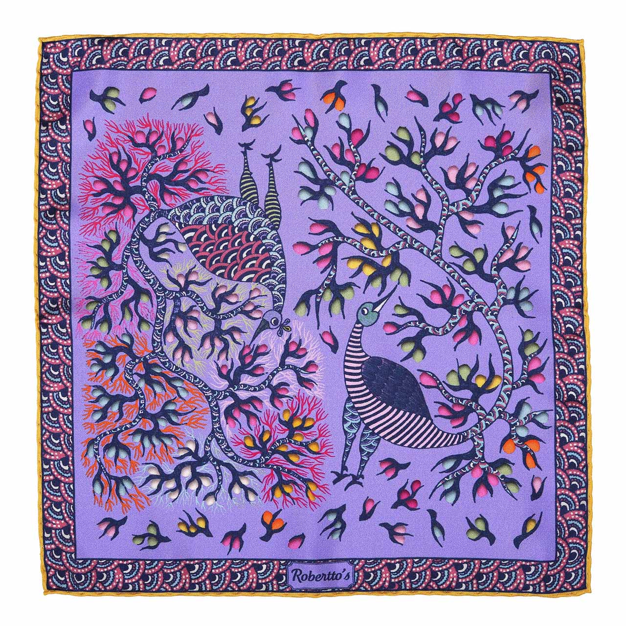 Pavo &amp; Folia Lilac Pocket Square