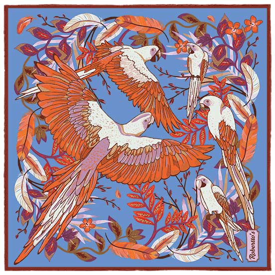 Feathers & Flowers Sky Blue Pocket Square