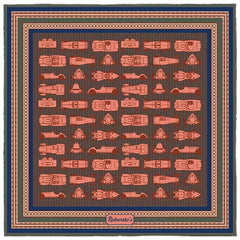 Racing Allegory Salmon and Reddish Brown Pocket Square