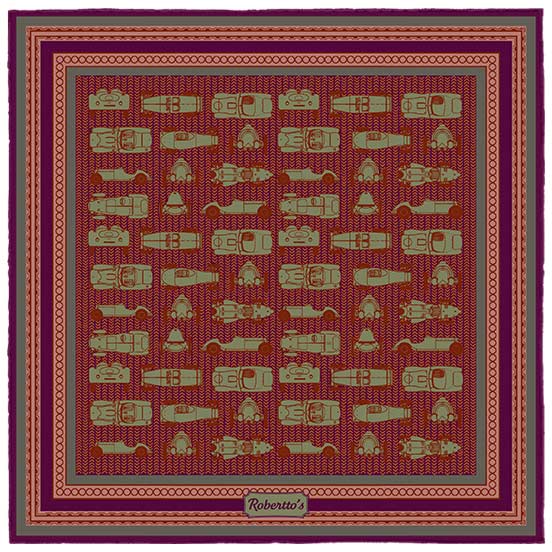Racing Allegory Pistachio Green and Brick Pocket Square