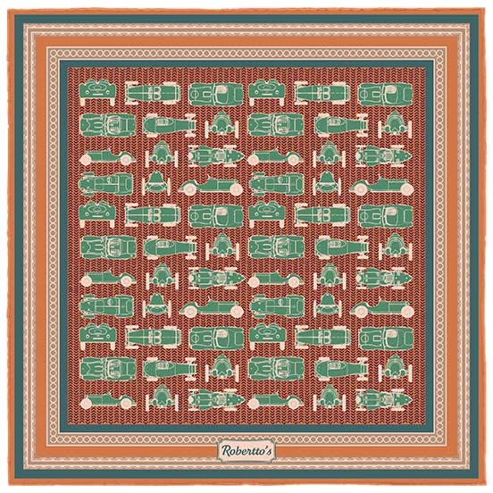 Racing Allegory Fern Green and Coconut Pocket Square