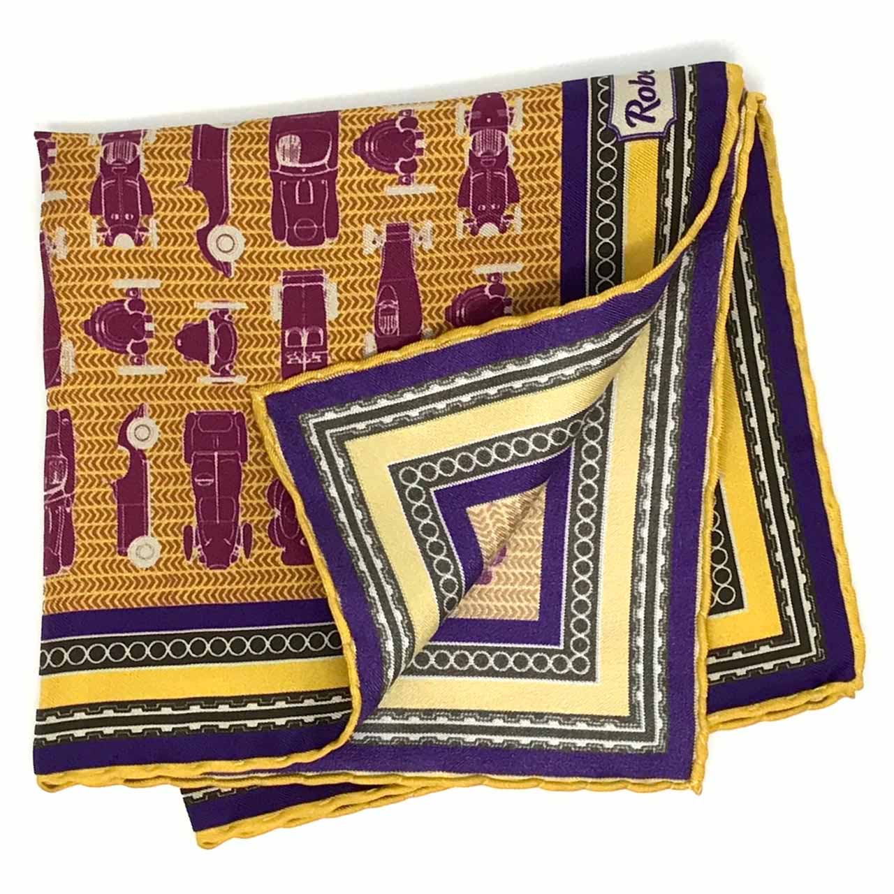 Racing Allegory Ivory and Grape Pocket Square
