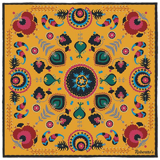 Turkish Pastoral Mustard Yellow Pocket Square