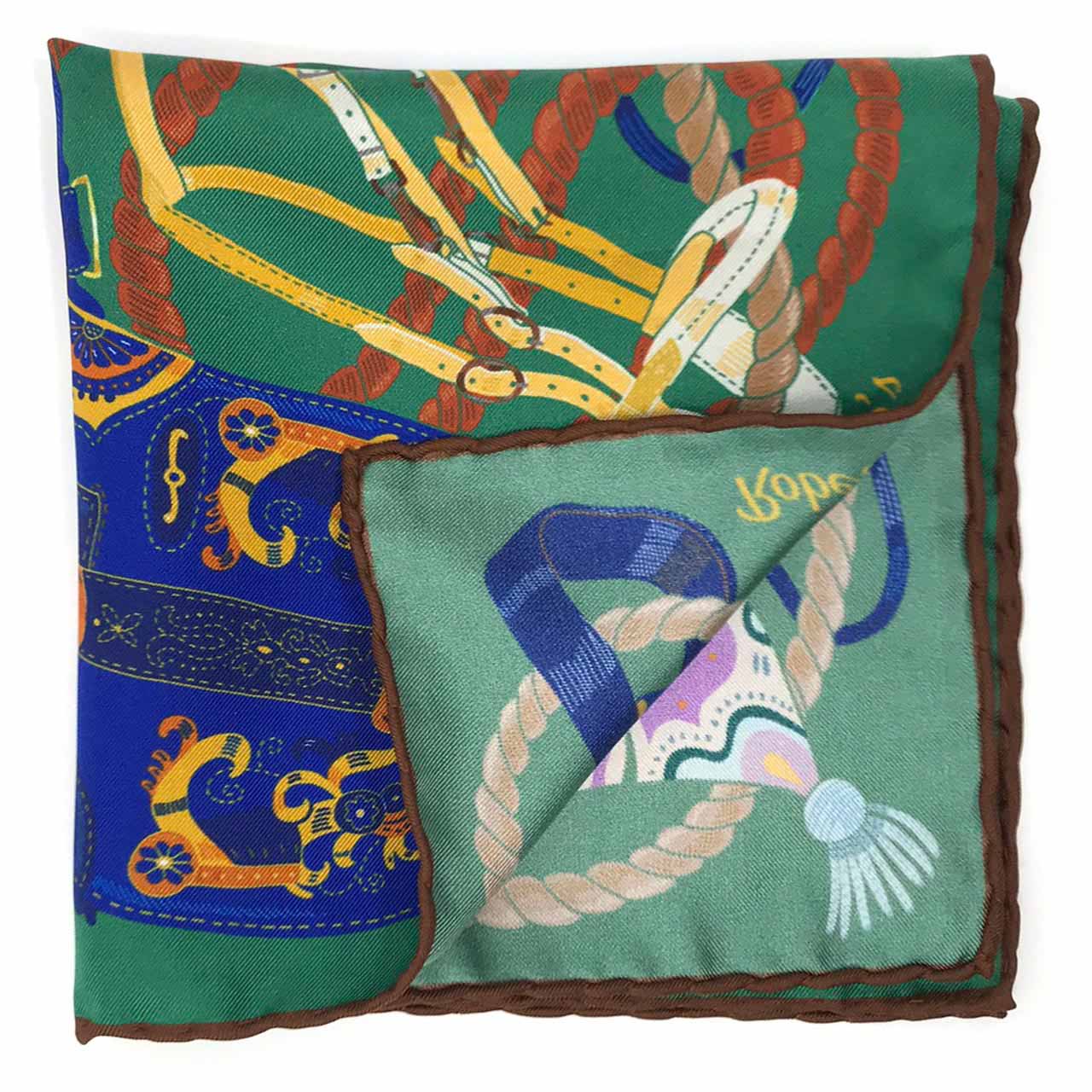 Les Chevaliers Jade Green Pocket Square