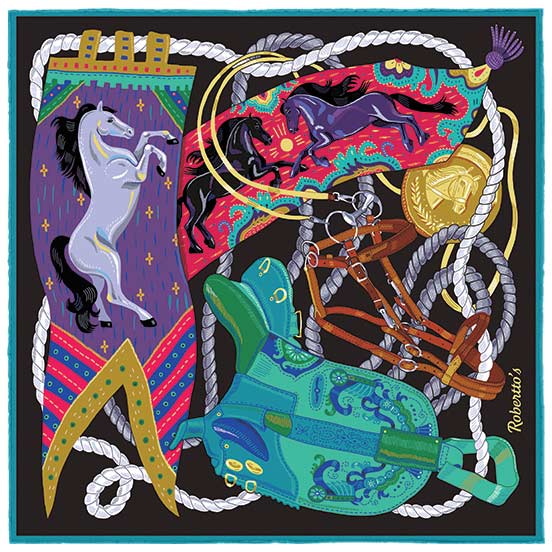 Les Chevaliers Black Pocket Square