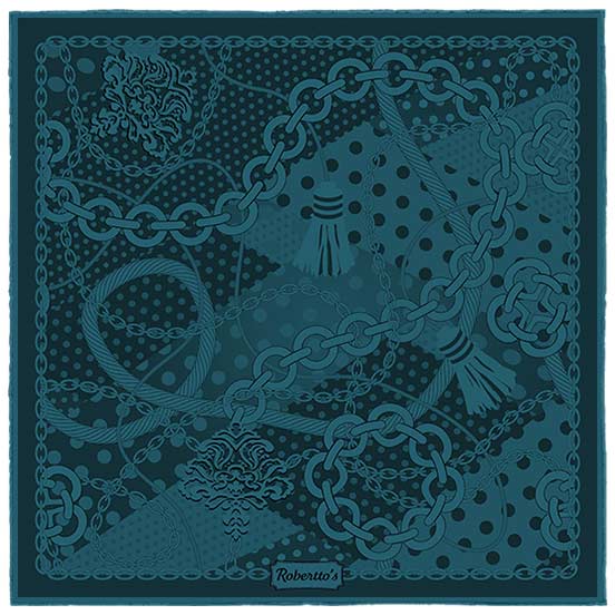 Chains &amp; Charms Petroleum Blue Pocket Square