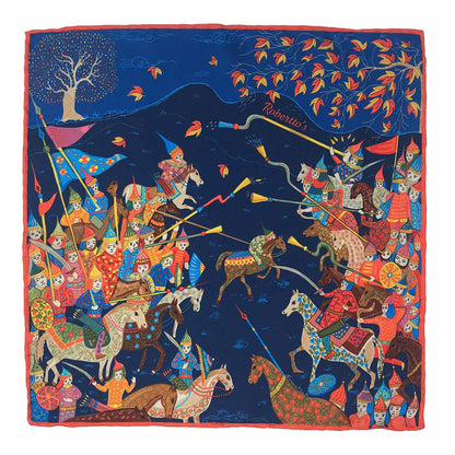 Battle of the Mughals Navy Blue Pocket Square