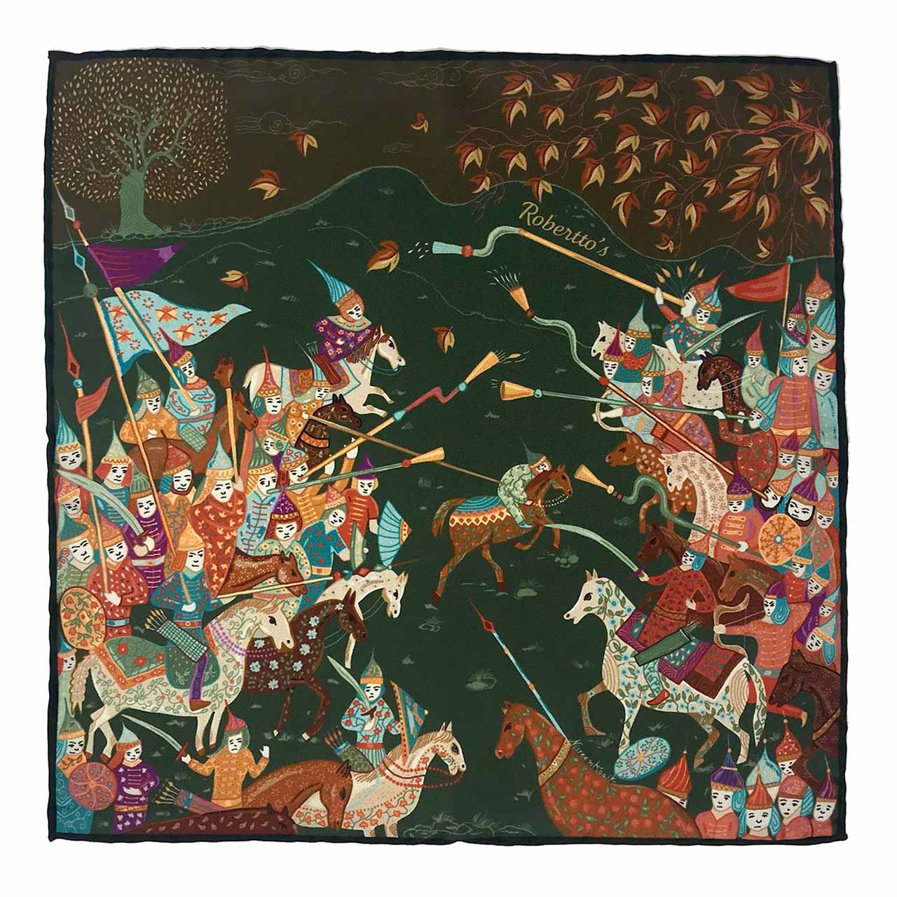 Battle of the Mughals Seaweed Green Pocket Square