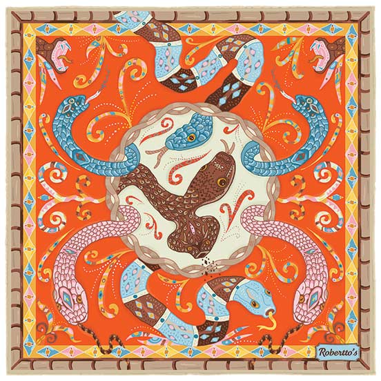 Serpentine Orange Pocket Square