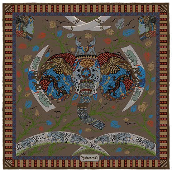 Elephant Parade Brownish Grey Pocket Square