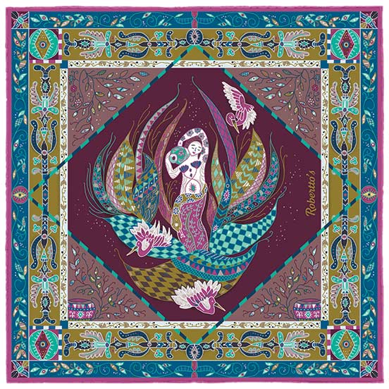 Aquarius Plum Pocket Square