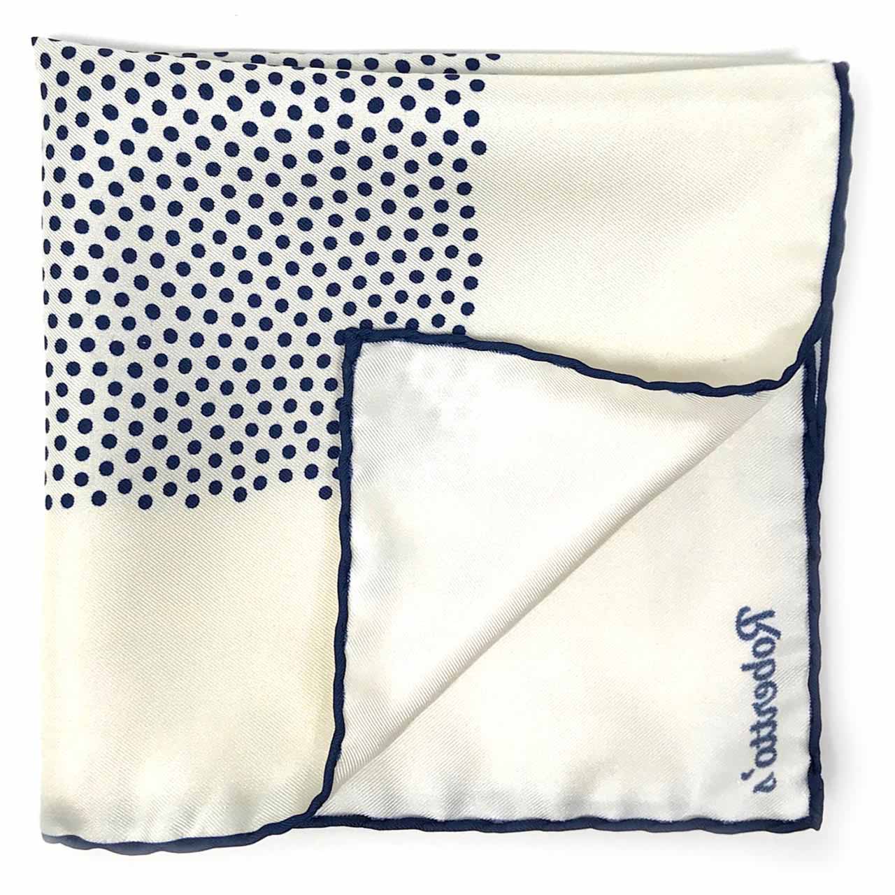 Polka Shoestring Dark Electric Blue on White Pocket Square