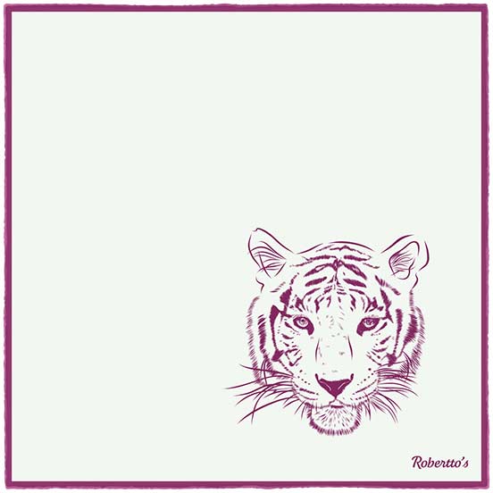 Tyger Shoestring Magenta on White Pocket Square