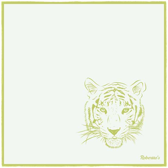 Tyger Shoestring Pear Green on White Pocket Square